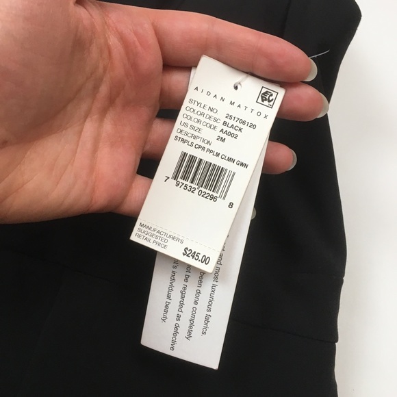 Aidan Mattox strapless gown black peplum column - Picture 7 of 8